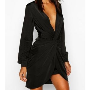 Tall wrap front slinky dress